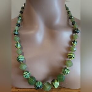 Green Glass Beaded Necklace